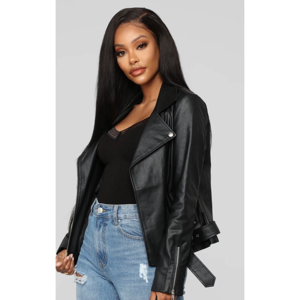 Black faux leather Moro jacket